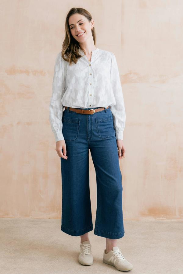 Lily & Me Poplar Cotton Jacquard Blouse Laurel