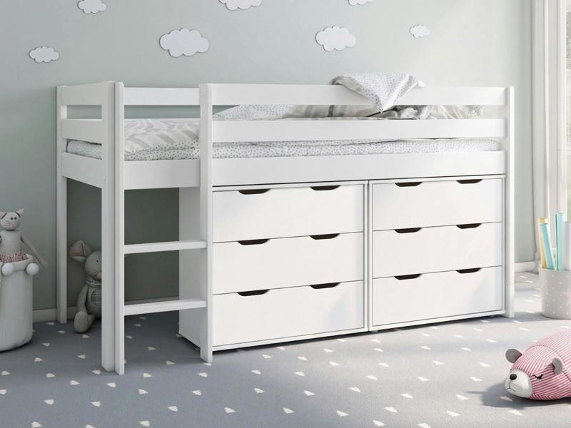 Nora Mid Sleeper 6 Drawer Set White