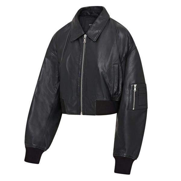 Infinity Leather Womens Oversized Leather MA-1 Bomber Jacket - Bozeman