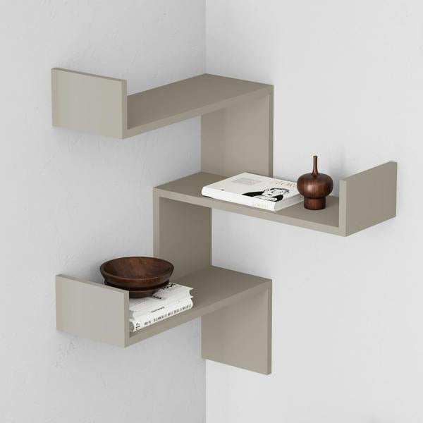Decortie Luksa Modern Wall Shelf Bookcase Wall Mounted Corner Zigzag Design 60cm