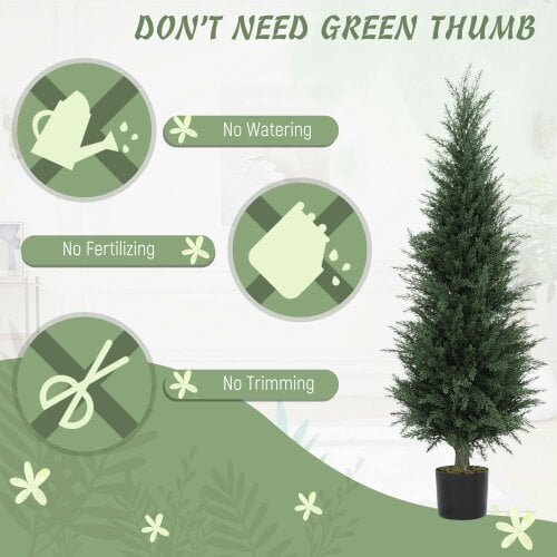 Wyld Haus Fiba Set Of 2 Artificial Cypress Style Trees In Green For Decorative Placement