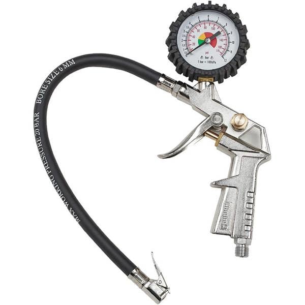 Clarke 30D Airline Tyre Inflator With Pressure Gauge - Includes 450mm Rubber Hose