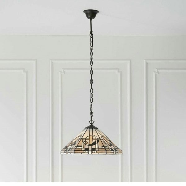 Tiffany Glass Hanging Ceiling Pendant Light Bronze Chain 1 Lamp Shade i00136 Loops