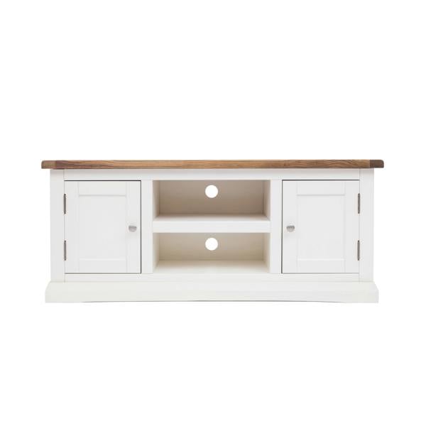 Cosenza Off White 2 Door TV Cabinet Chrome Knob