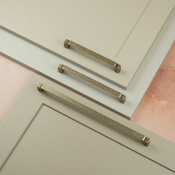 Handle & Home Antique Brass Stepped Cabinet Handles