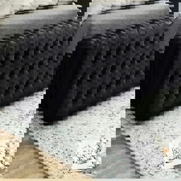 Casa Magna Marino Mirror Upholstered Soft Velvet Bed Frame - Black