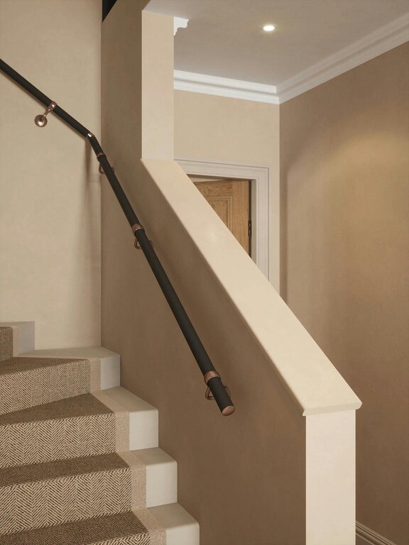 Handrails Direct Burcot Espresso Leather Single Winder Handrail