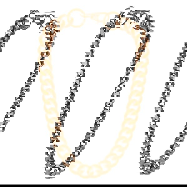 Gold Antique Brass chain necklace on a white background