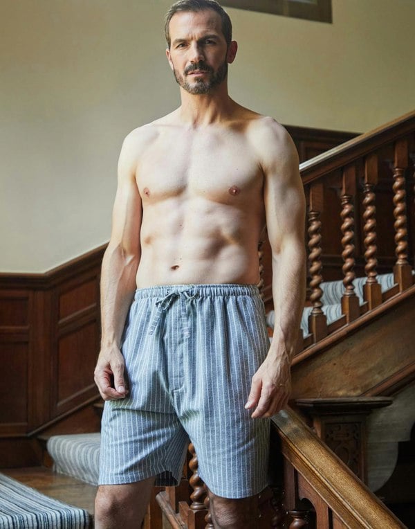 British Boxers Men's Brushed Cotton Sleep Shorts – Chalk Stripe