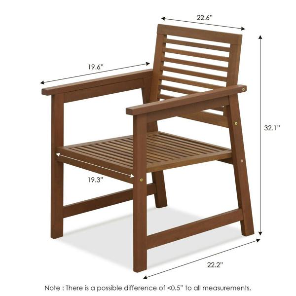 WALPLUS Tioman Hardwood Outdoor Armchair without Cushion, Set of Two, Natural | Modern Home Decor