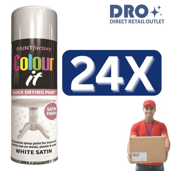 Paint Factory 24X - Paint Factory White Satin Spray Paint 250ml