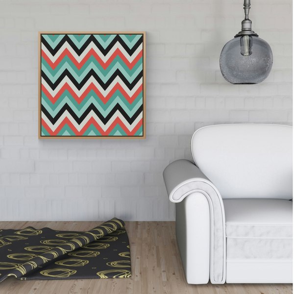 Warren Reed Geometric Colored Chevron Pattern Framed Canvas