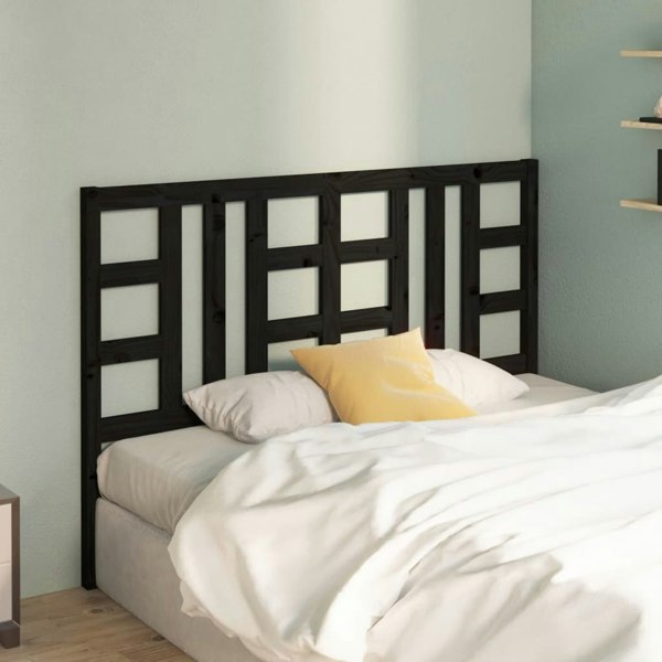 Berkfield Bed Headboard Black 126x4x100 cm Solid Wood Pine