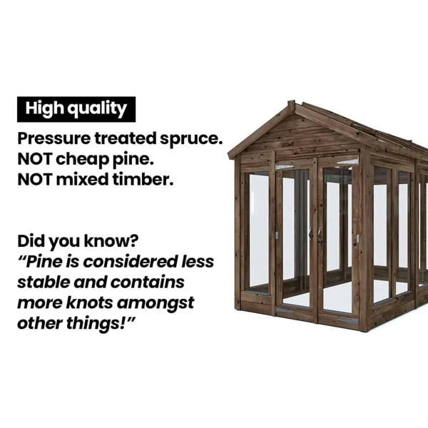 Dunster House Growzilla Wooden Greenhouse W1.8m x D3.0m / W6' x D10' with 4mm Glass and Automatic Vent Opener