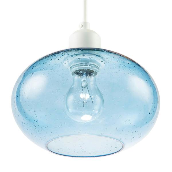 Modern Blue Blown-Glass Pendant Light Shade with Subtle Air Bubbles Image 5