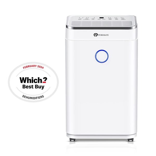 PureMate 20 Litre Dehumidifier with Ioniser, Continuous Drainage Hose and Sleep Mode