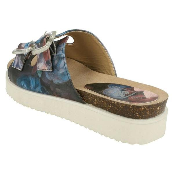 Down to Earth Ladies Down To Earth Twin Strap Leaf Design Mules
