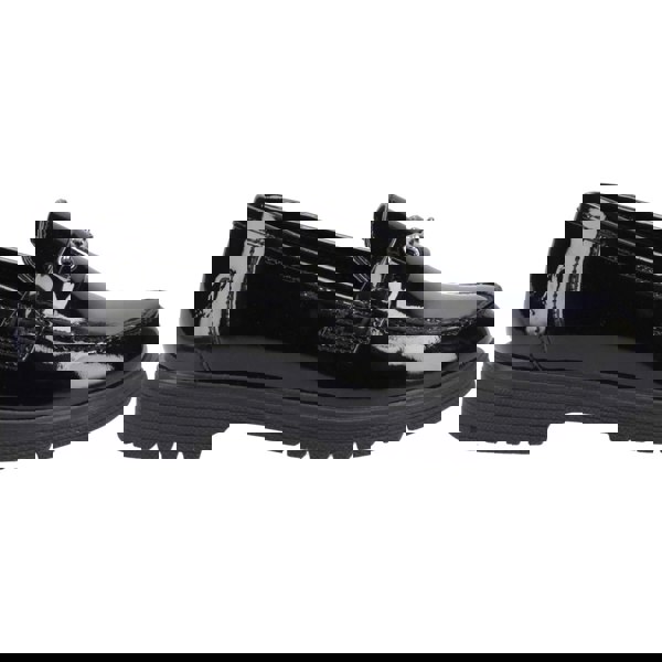 Hush Puppies Lydia Patent Senior Leather Girls's Black Loafers