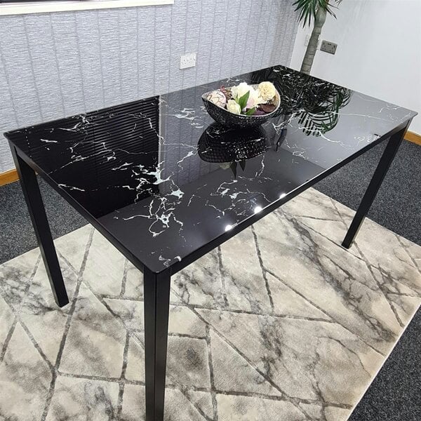 Kosy Koala Dining Table Black Glass Kitchen Place for 6 Seats, Dining Table Only (Black H 75 x L 134 x W 70 cm)