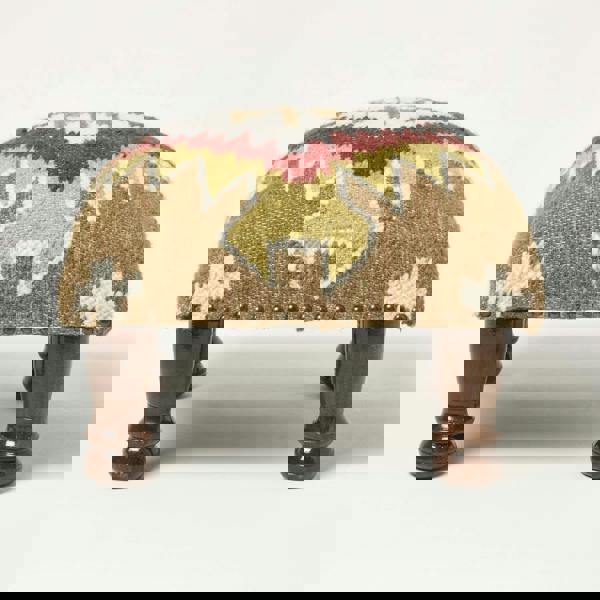 HOMESCAPES Jaipur Handwoven Kilim Footstool