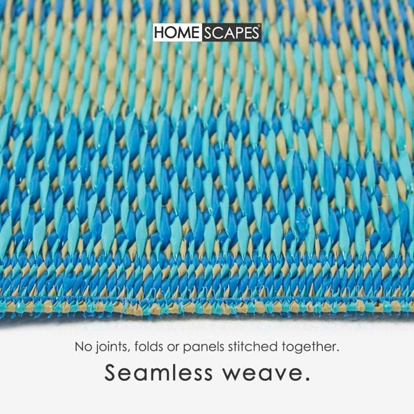 HOMESCAPES Outdoor Rug Luxury Waterproof Reversible Recycled, For Garden, Amber Ikat