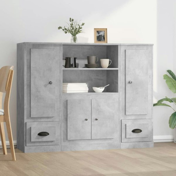 Berkfield Highboards 3 pcs Concrete Grey Engineered Wood