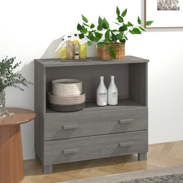 Berkfield Sideboard HAMAR Light Grey 85x35x80 cm Solid Wood Pine