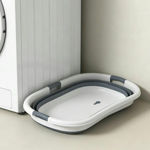 Dog Bath Tub, Portable Foldable Dog Bathtub with Drainage Hole, for Small Dogs Puppies Grey