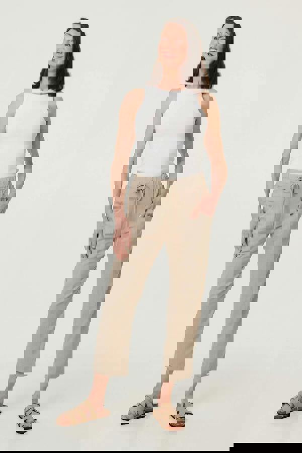 Linen | Drawstring Tie Front Relaxed Trousers