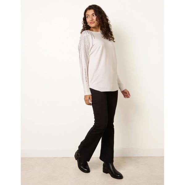 Blue Vanilla Embellished Sleeve Batwing Jumper