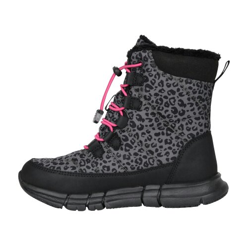 Mountain Warehouse Kids Tahoe Leopard Print Suede Snow Boots - Black