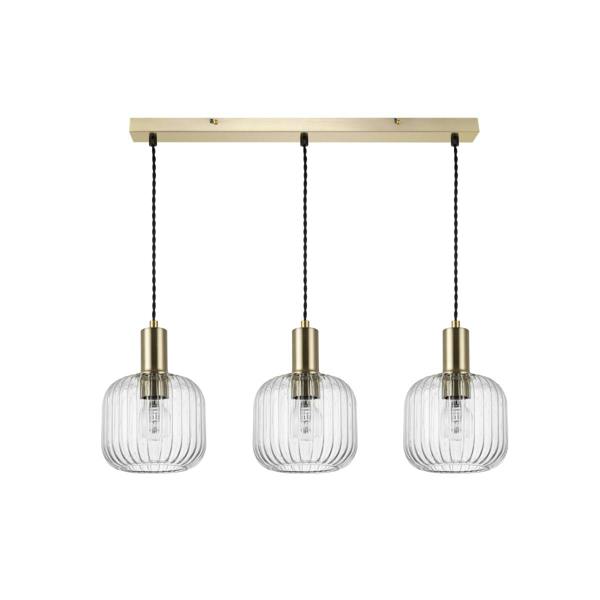 COSYLYTE Clayton 3 Light Ribbed Glass Bar Pendant Light
