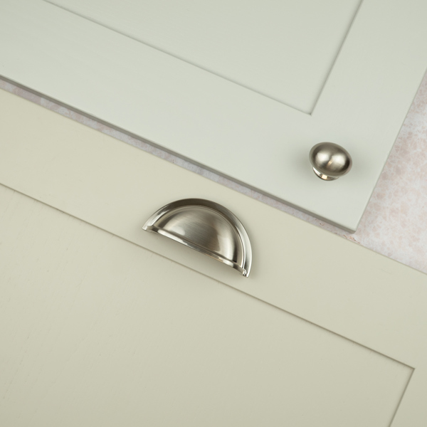 Handle & Home Brushed Nickel Classic Style Cup Handle and Coordinating Knob
