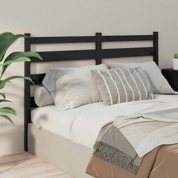 Berkfield Bed Headboard Black 166x4x100 cm Solid Wood Pine