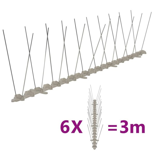 Berkfield 2-row Plastic Bird & Pigeon Spikes Set of 6 3 m