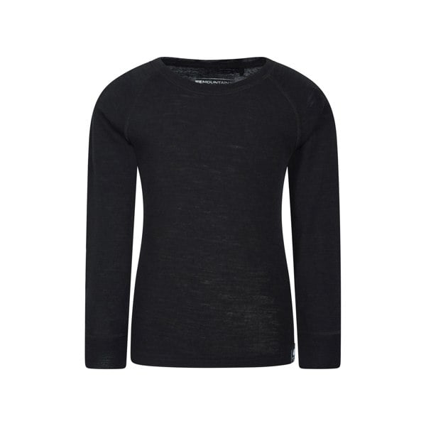 Mountain Warehouse Childrens/Kids Merino II Round Neck Base Layer Top - Black