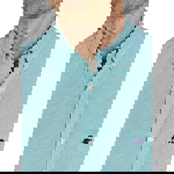 Raging Bull Mens Classic Linen Short-Sleeved Shirt - Apple Green - 