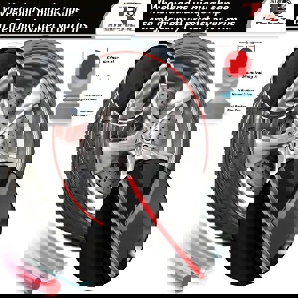 RimPro-Tec Group 4x Silver Base's 4x Red Pinstripe's / RimPro-Tec® Wheelbands™ car wheel styling kit