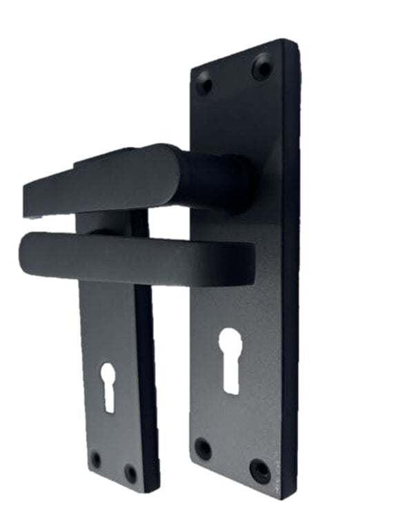 EDH Door Hardware Matt Black Door Handles Victorian Straight Lock Handles and Sash Lock