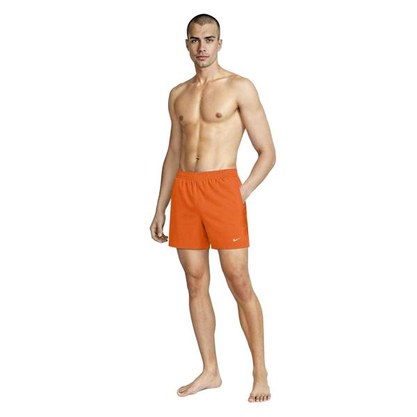 Nike Mens Embroidered Logo Regular Swim Shorts - Orange - 