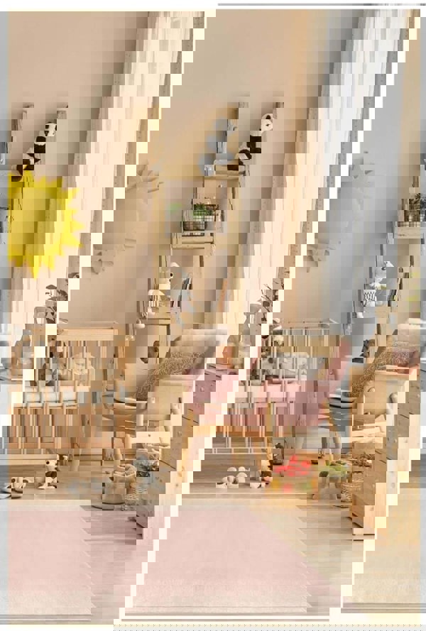 Ombre Design Living Room Rug in Pink | Low-Pile Indoor Rug