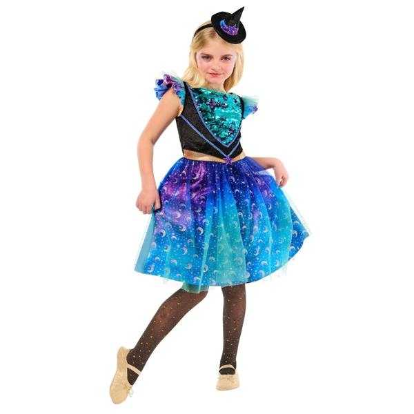 Bristol Novelty Girls Cosmic Witch Costume - Blue - 