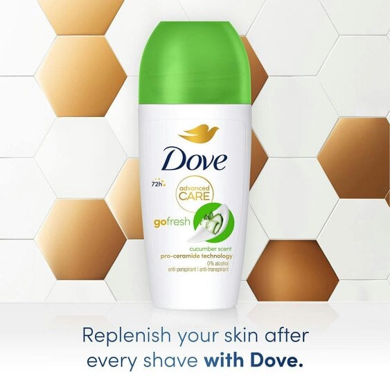 Dove Roll On Deo Go Fresh Cucumber 72H Lasting Women's Anti-Perspirant 50ml,18pk