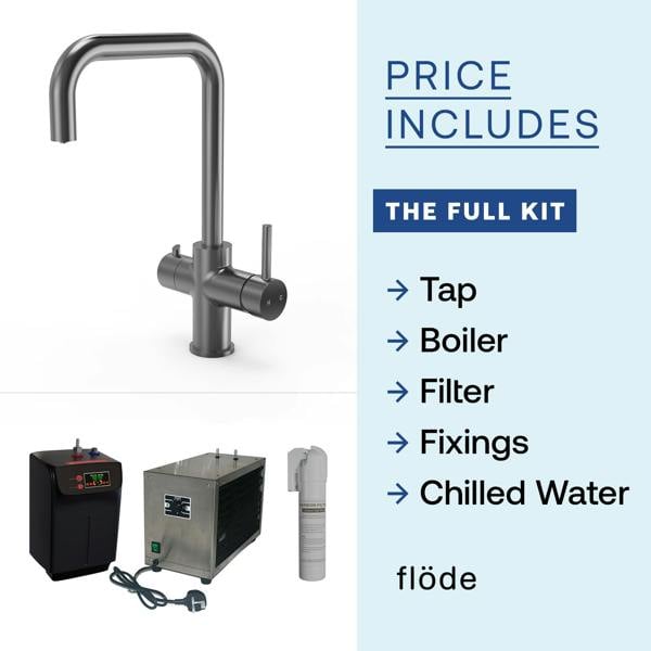 Flode Kyld 4 in 1 Instant Boiling & Cold Water Tap with Filtered Chilled Water | Gun Metal Finish