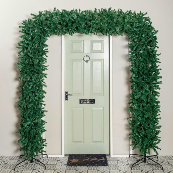 Samuel Alexander 8ft (2.35m) Samuel Alexander Double Door Plain Green Flat Top Christmas Tree Arch with 2000 Tips