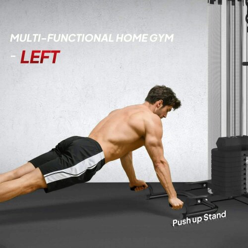Bobobiy SPORTNOW Multi Gym Workout Station, Weight Machine with 65kg Weight Stack, Sit Up Bench, Push Up Stand, Dip Station