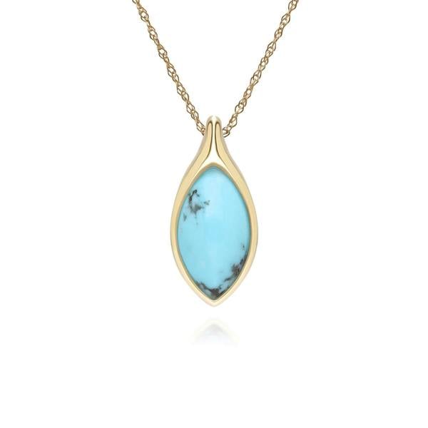 Gemondo Classic Marquise Turquoise Pendant Necklace in 9ct Yellow Gold