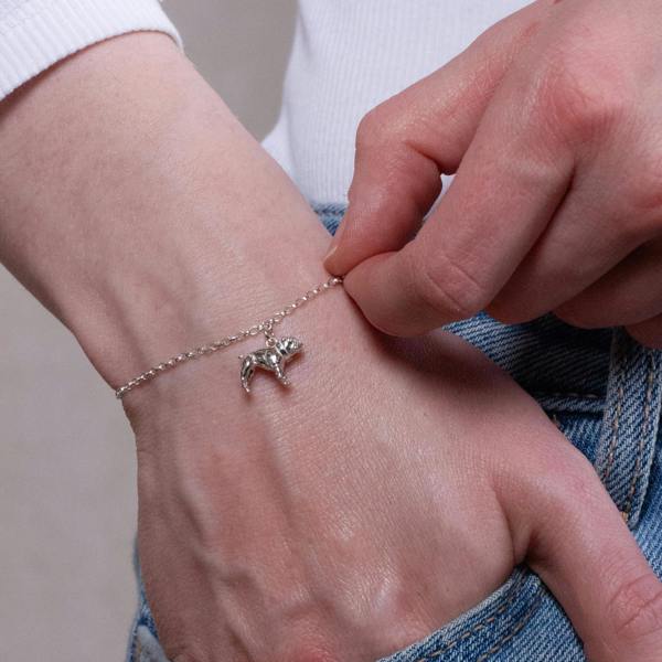 Mylee London English Bulldog Chain Bracelet - Personalised - Sterling Silver