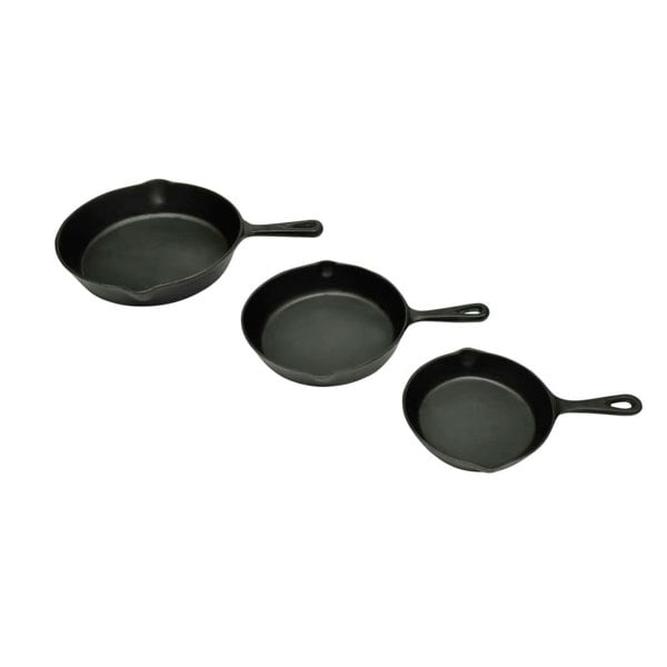 Berkfield Set of 3 BBQ Steak Pans Cast Iron