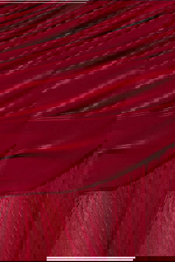 Gathered One Shoulder Sheer Panel Maxi Dress - Wine DR4828